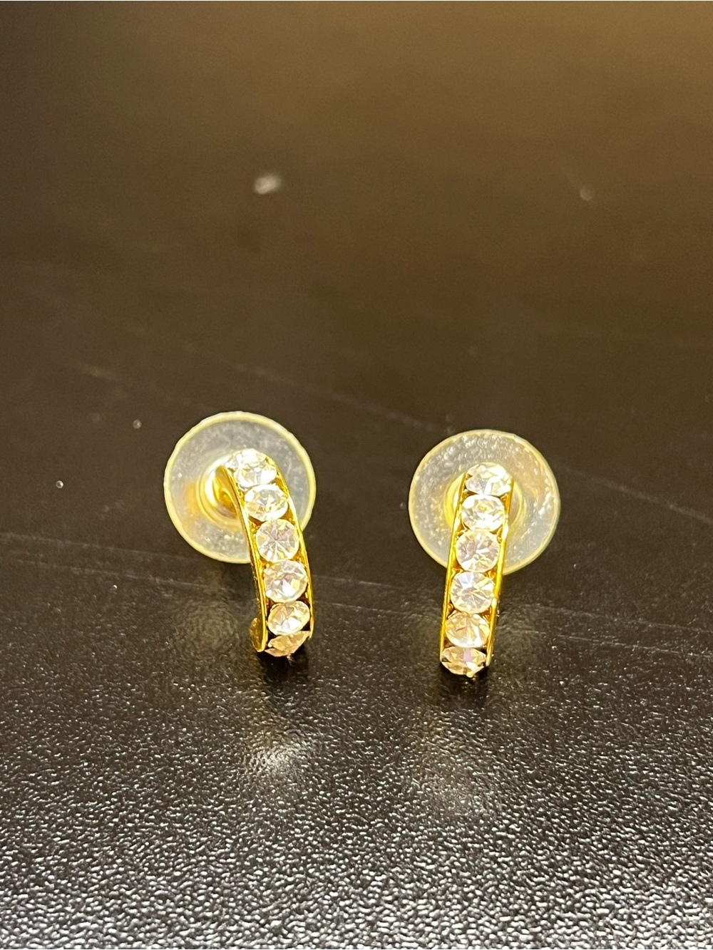 Gold Tone Crystal Hoop Stud Earrings - Women Jewelry